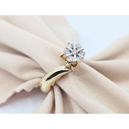 14K Two Tone Gold Round Shaped Diamond Ring