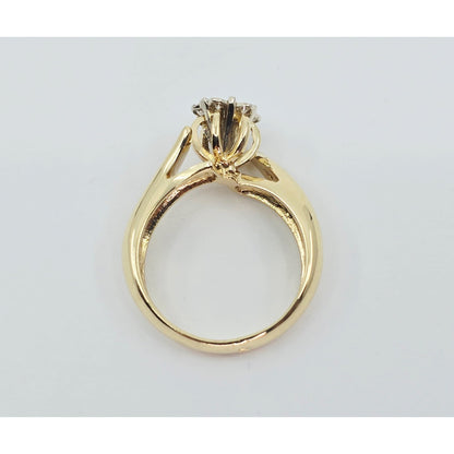 14K Two Tone Gold Round Shaped Diamond Ring