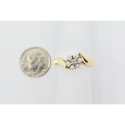 14K Two Tone Gold Round Shaped Diamond Ring