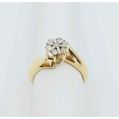 14K Two Tone Gold Round Shaped Diamond Ring