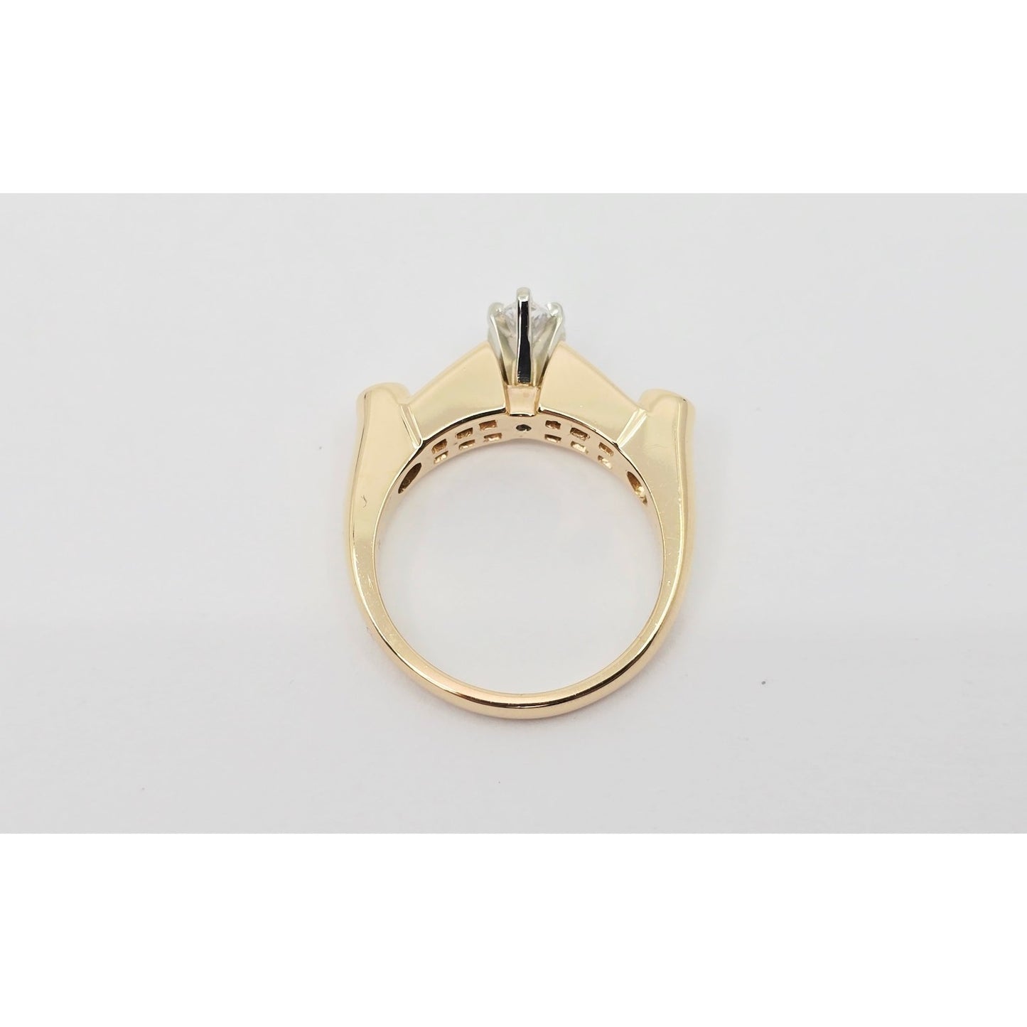 14K Yellow Gold Marquise, Princess & Round Diamond Ring