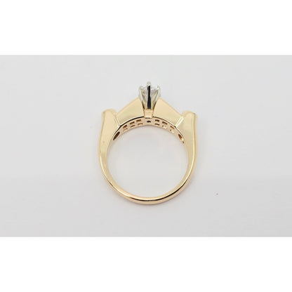 14K Yellow Gold Marquise, Princess & Round Diamond Ring