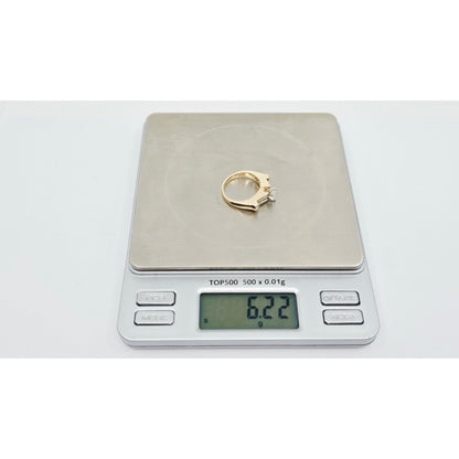 14K Yellow Gold Marquise, Princess & Round Diamond Ring