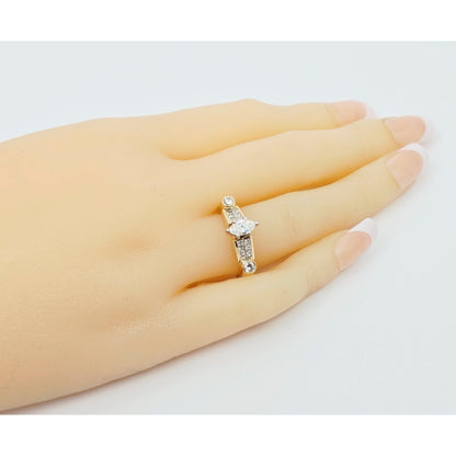 14K Yellow Gold Marquise, Princess & Round Diamond Ring