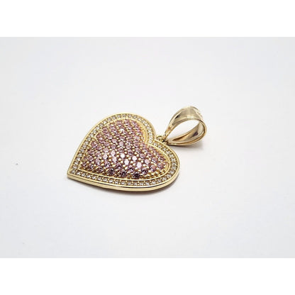 10K Yellow Gold 3D Puffy Heart CZ Charm Pendant