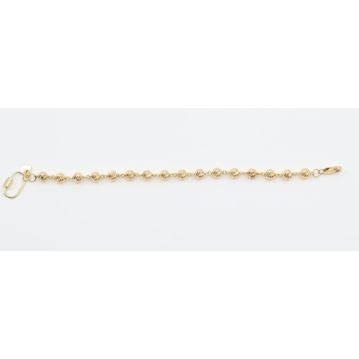 18K Yellow Gold Diamond Cut Bead Ball Link Bracelet