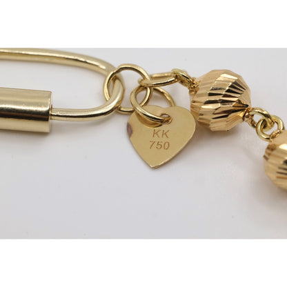 18K Yellow Gold Diamond Cut Bead Ball Link Bracelet
