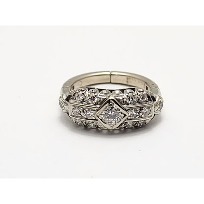 14K White Gold Resizable Diamond Ring