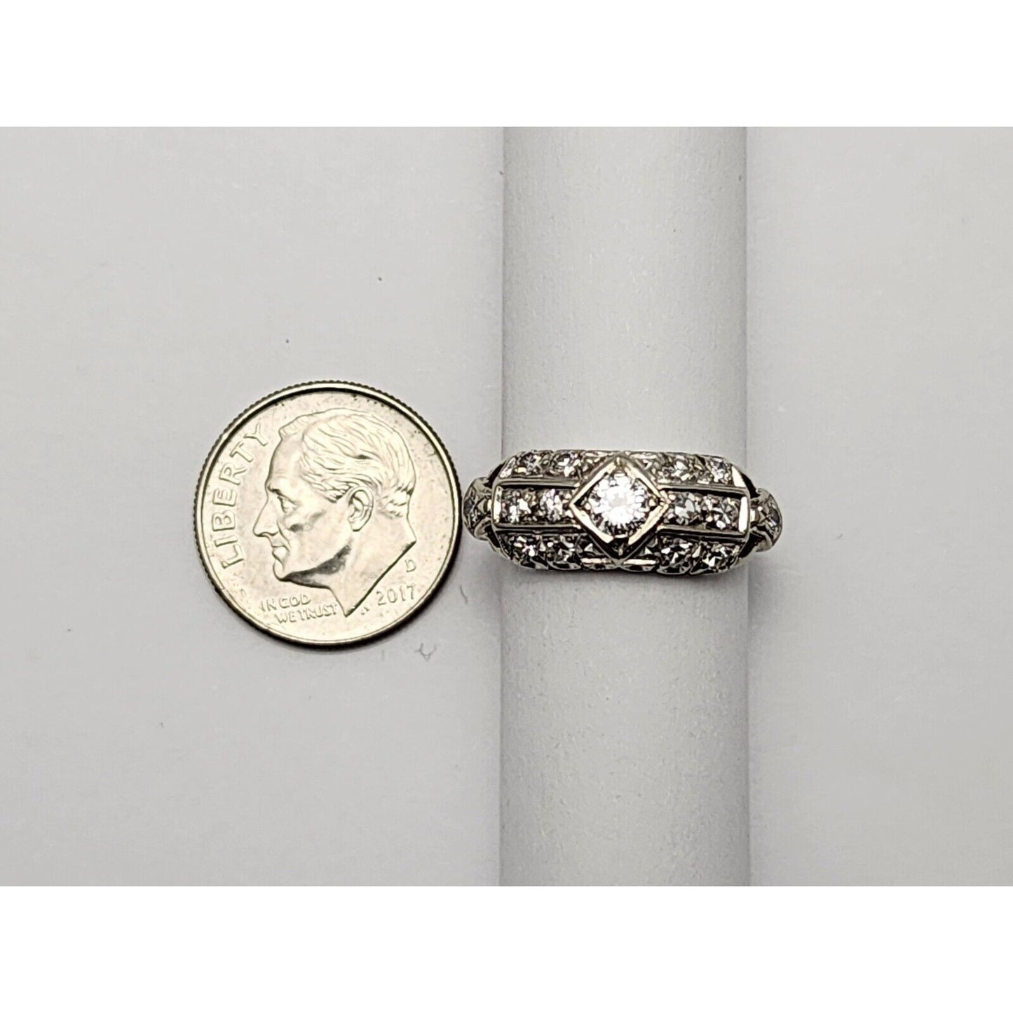 14K White Gold Resizable Diamond Ring