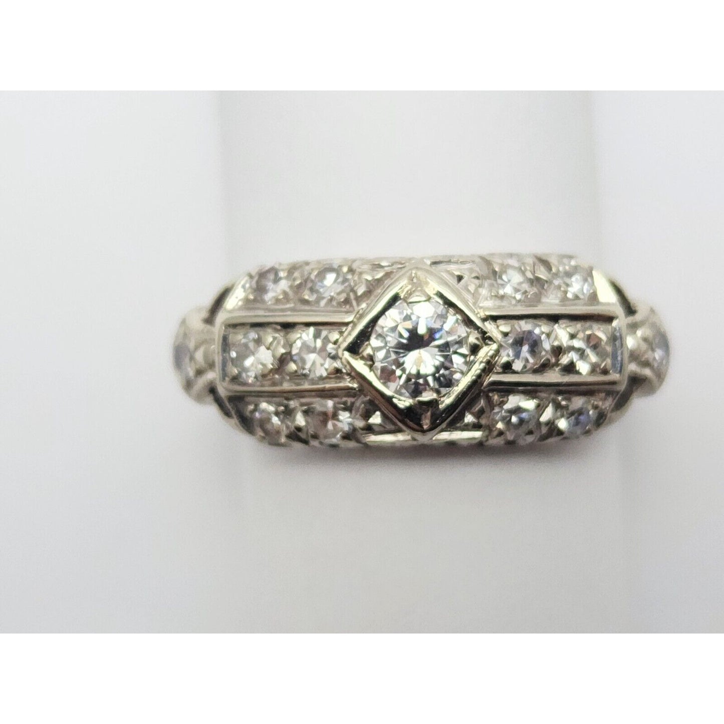 14K White Gold Resizable Diamond Ring