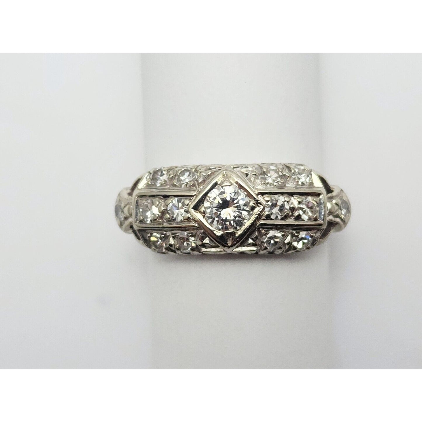 14K White Gold Resizable Diamond Ring