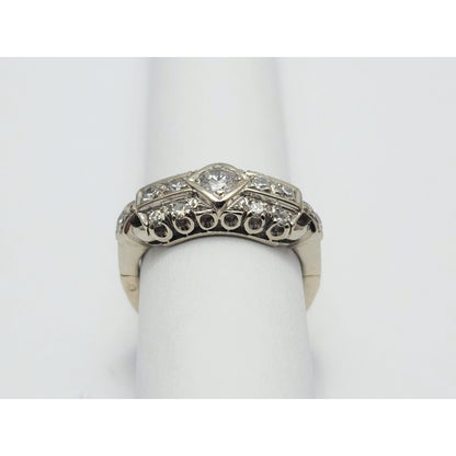 14K White Gold Resizable Diamond Ring