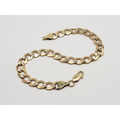 14K Two Tone Gold Diamond Cut Curb Link Bracelet