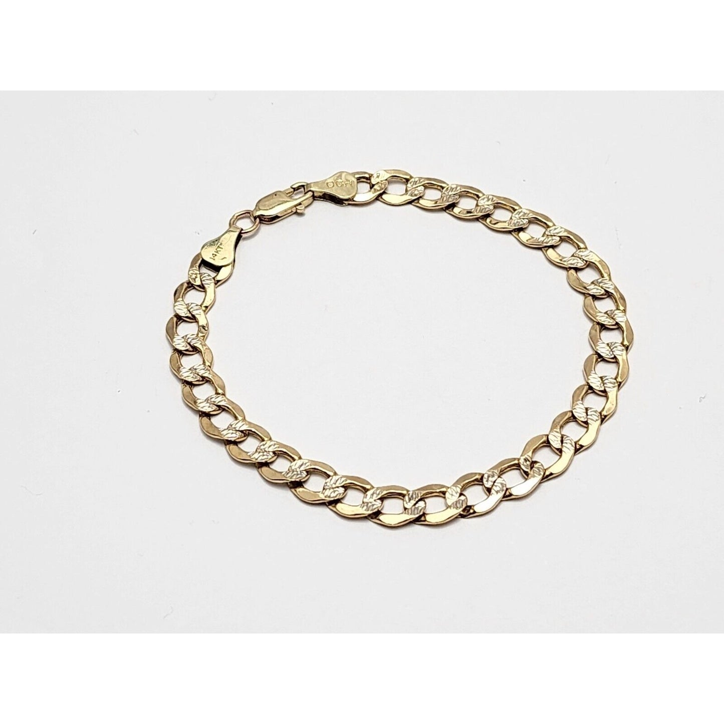 14K Two Tone Gold Diamond Cut Curb Link Bracelet