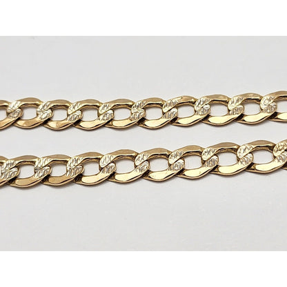 14K Two Tone Gold Diamond Cut Curb Link Bracelet
