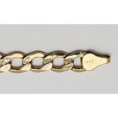 14K Two Tone Gold Diamond Cut Curb Link Bracelet