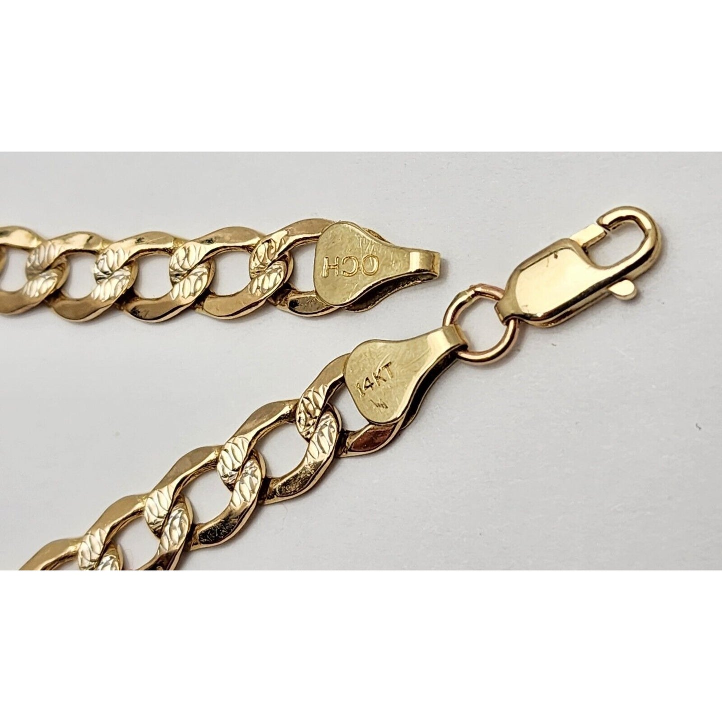14K Two Tone Gold Diamond Cut Curb Link Bracelet