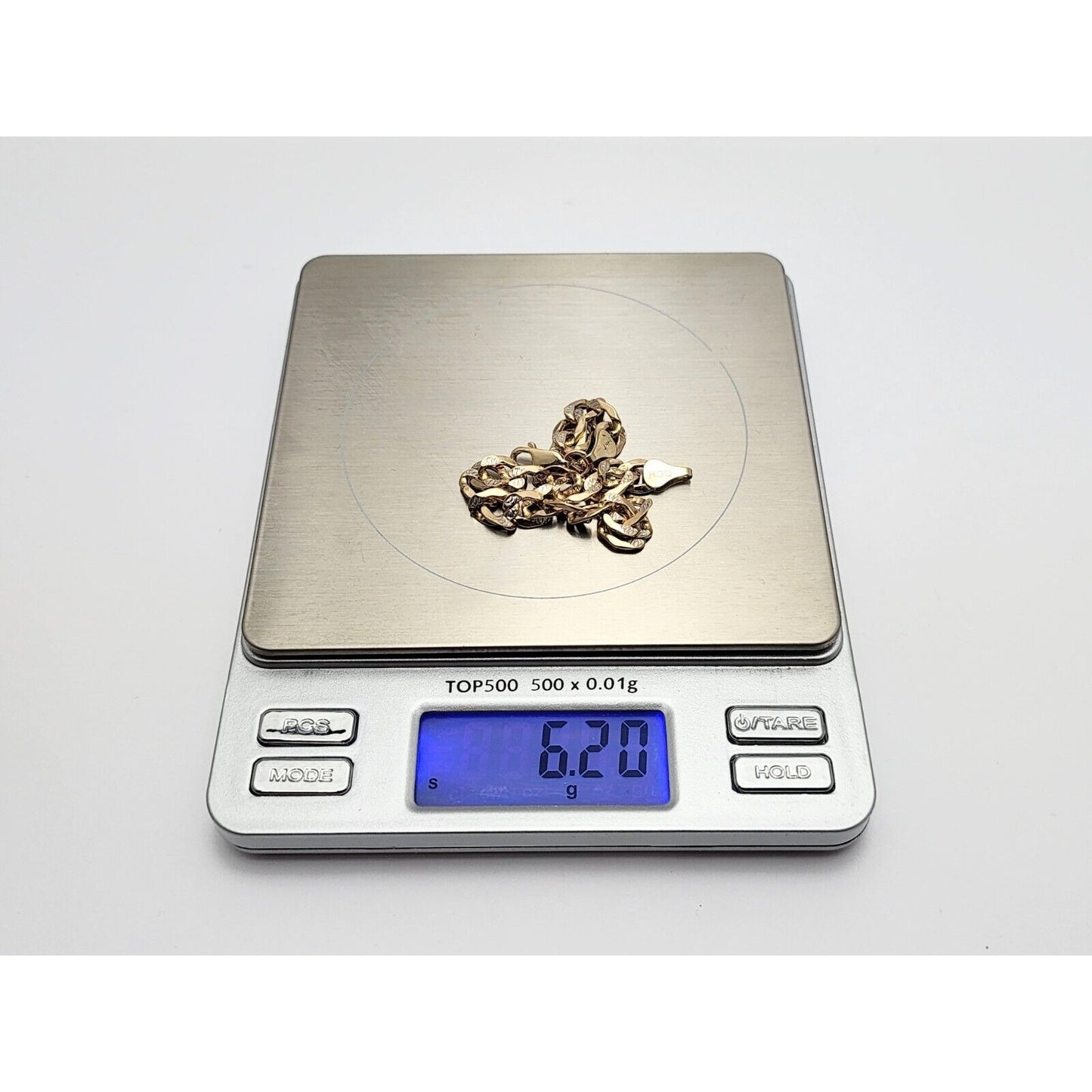 14K Two Tone Gold Diamond Cut Curb Link Bracelet