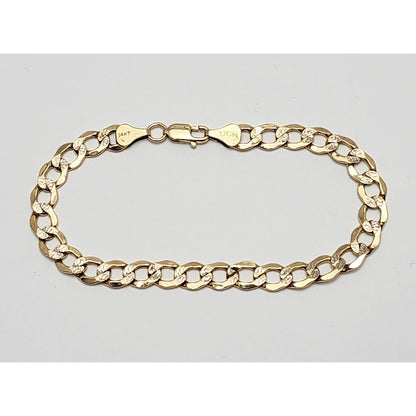 14K Two Tone Gold Diamond Cut Curb Link Bracelet