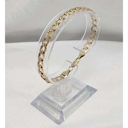 14K Two Tone Gold Diamond Cut Curb Link Bracelet