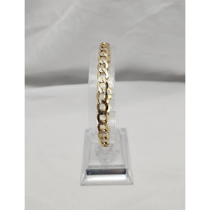 14K Two Tone Gold Diamond Cut Curb Link Bracelet