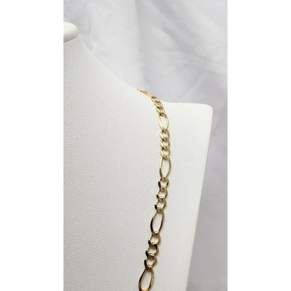 14K Yellow Gold Figaro Link Chain Necklace