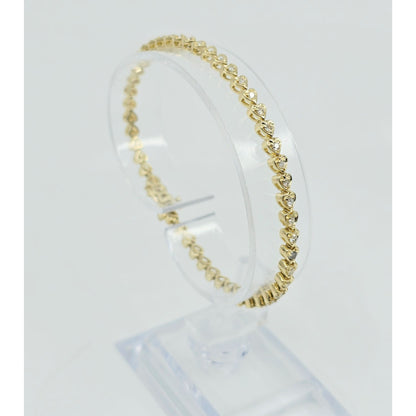 14K Yellow Gold Diamond Tennis Link Bracelet
