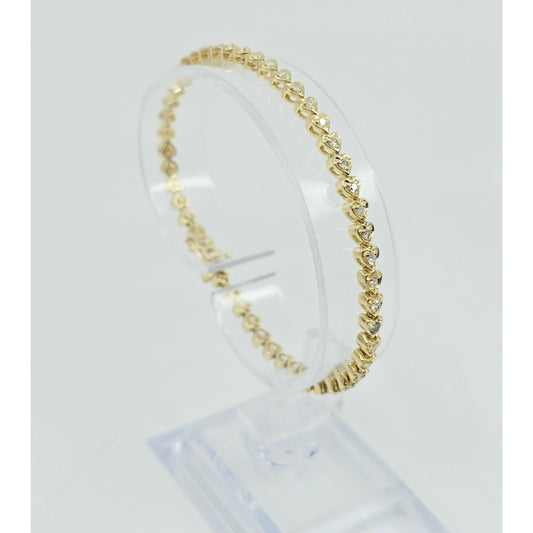 14K Yellow Gold Diamond Tennis Link Bracelet
