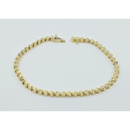 14K Yellow Gold Diamond Tennis Link Bracelet