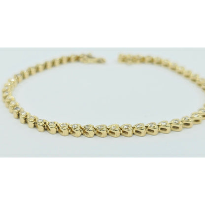 14K Yellow Gold Diamond Tennis Link Bracelet