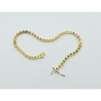14K Yellow Gold Diamond Tennis Link Bracelet