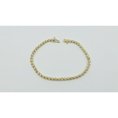 14K Yellow Gold Diamond Tennis Link Bracelet