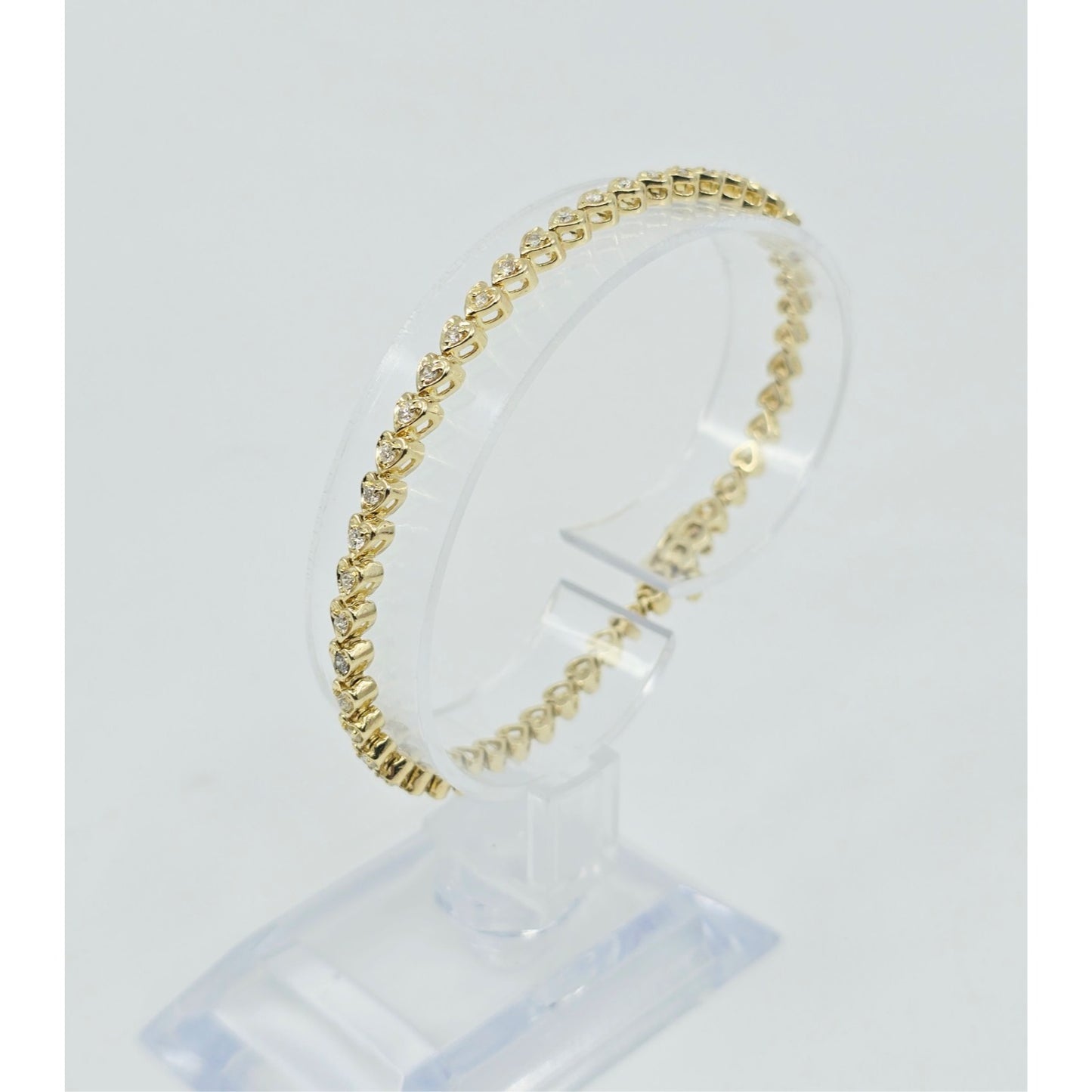 14K Yellow Gold Diamond Tennis Link Bracelet