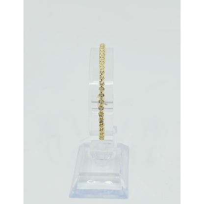 14K Yellow Gold Diamond Tennis Link Bracelet