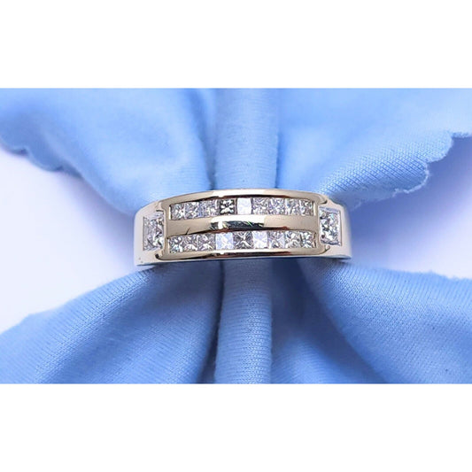 14K White Gold Princess Cut Diamond Wedding Band Ring