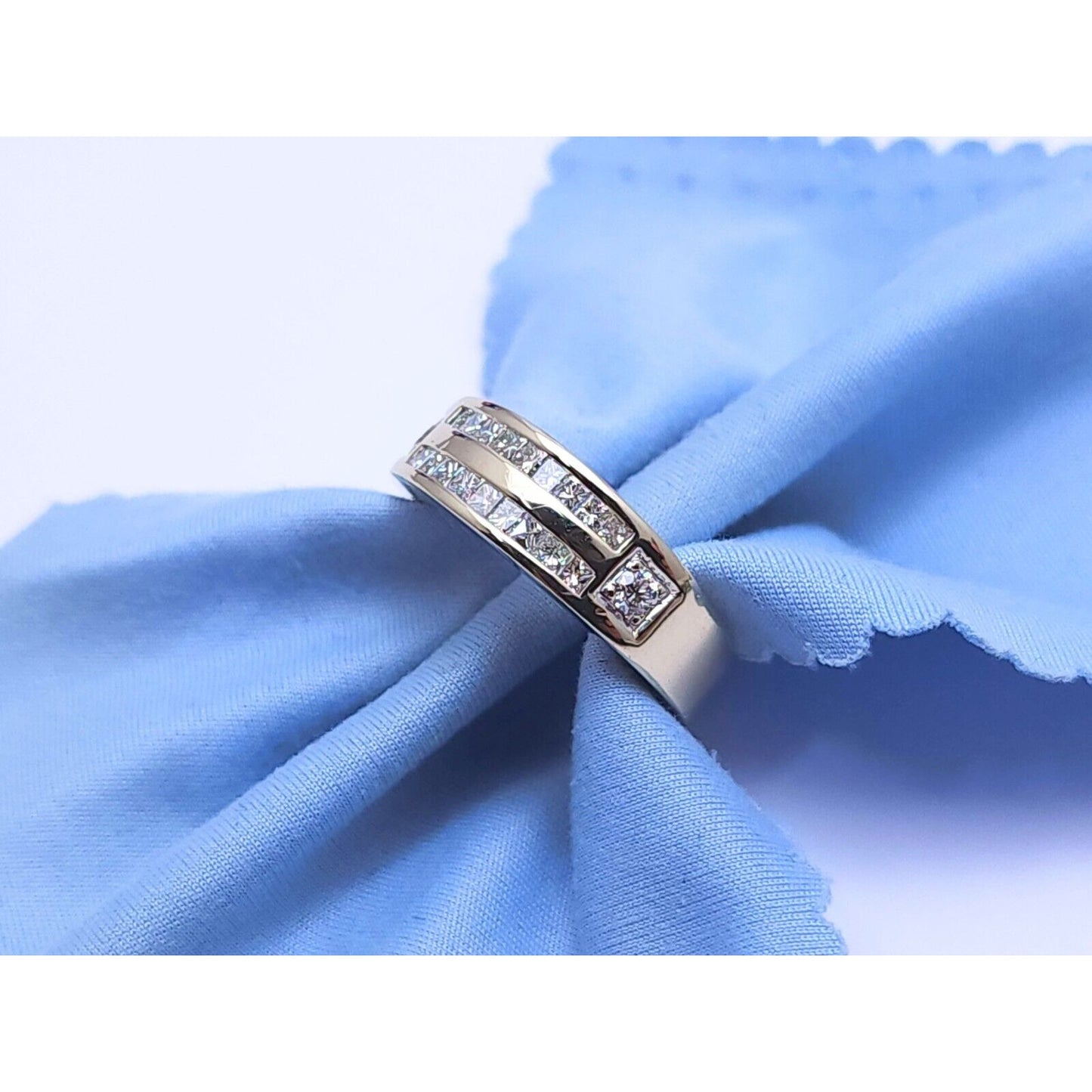 14K White Gold Princess Cut Diamond Wedding Band Ring