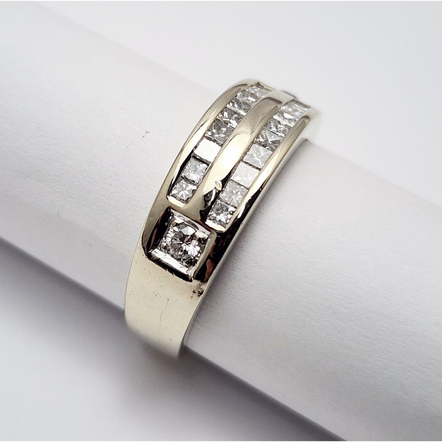 14K White Gold Princess Cut Diamond Wedding Band Ring