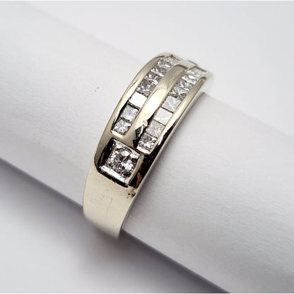 14K White Gold Princess Cut Diamond Wedding Band Ring