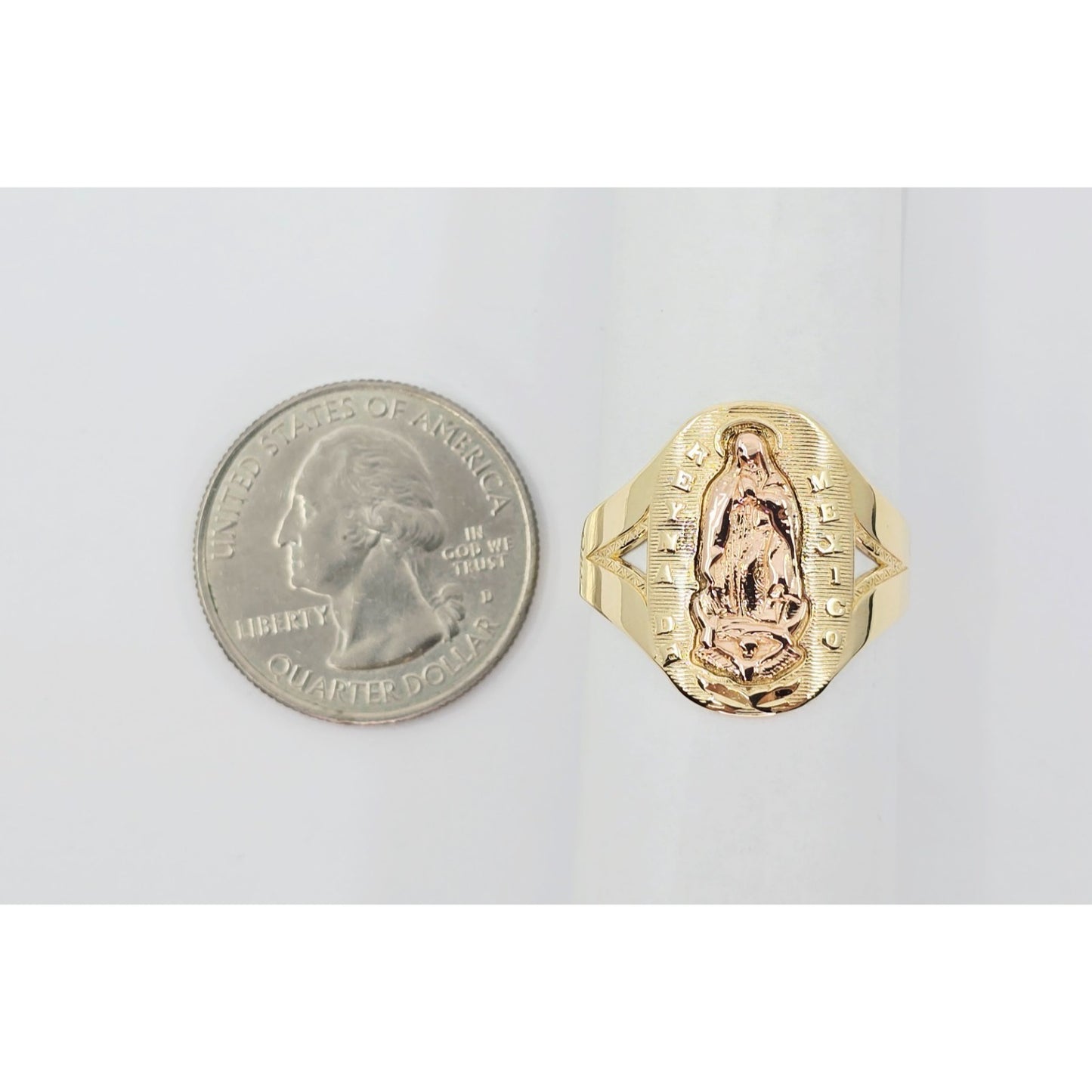 14K Two Tone Gold Saint Mary Guadalupe Ring