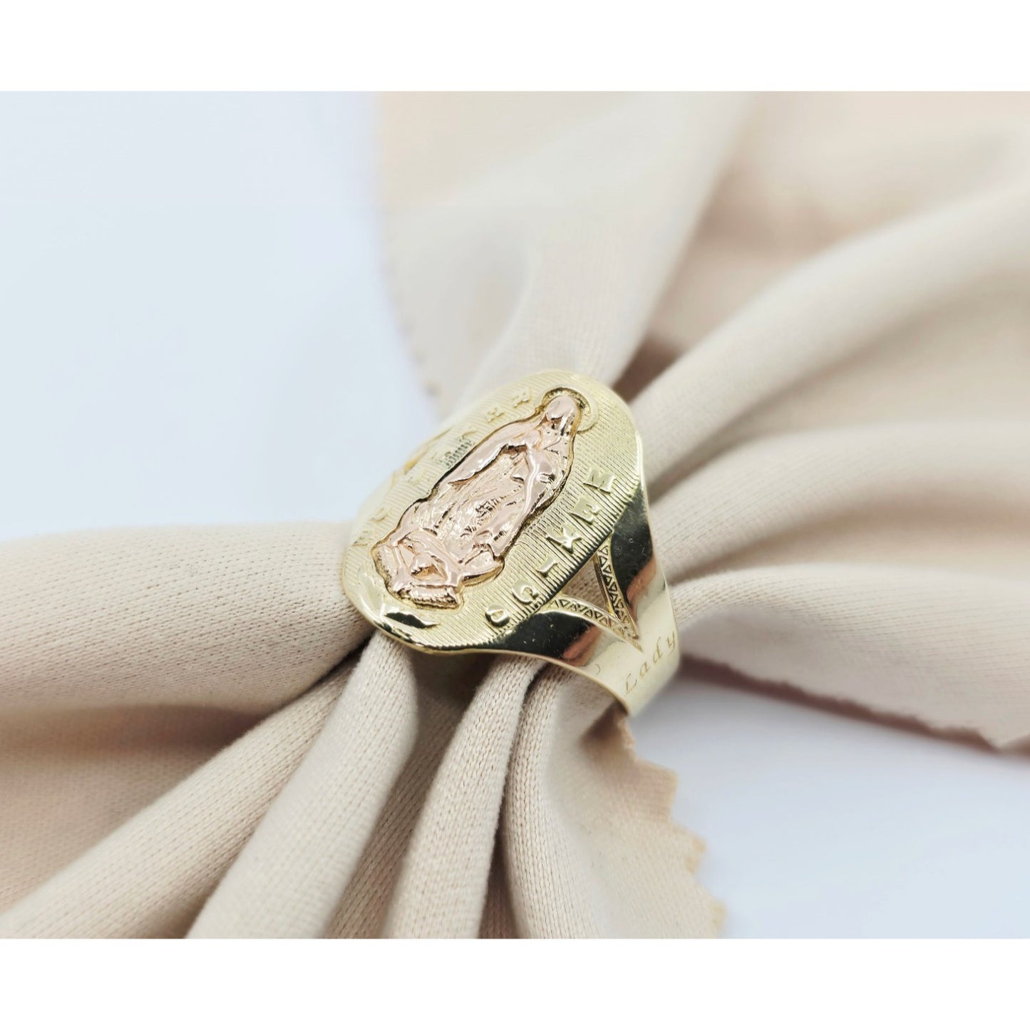 14K Two Tone Gold Saint Mary Guadalupe Ring