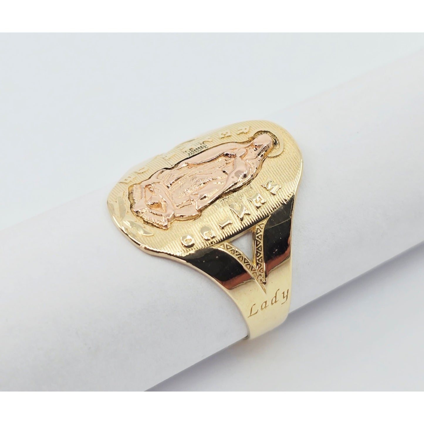 14K Two Tone Gold Saint Mary Guadalupe Ring