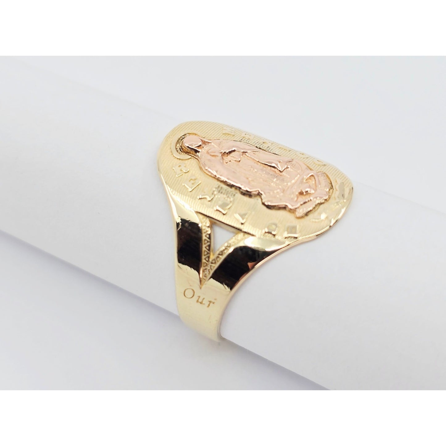 14K Two Tone Gold Saint Mary Guadalupe Ring