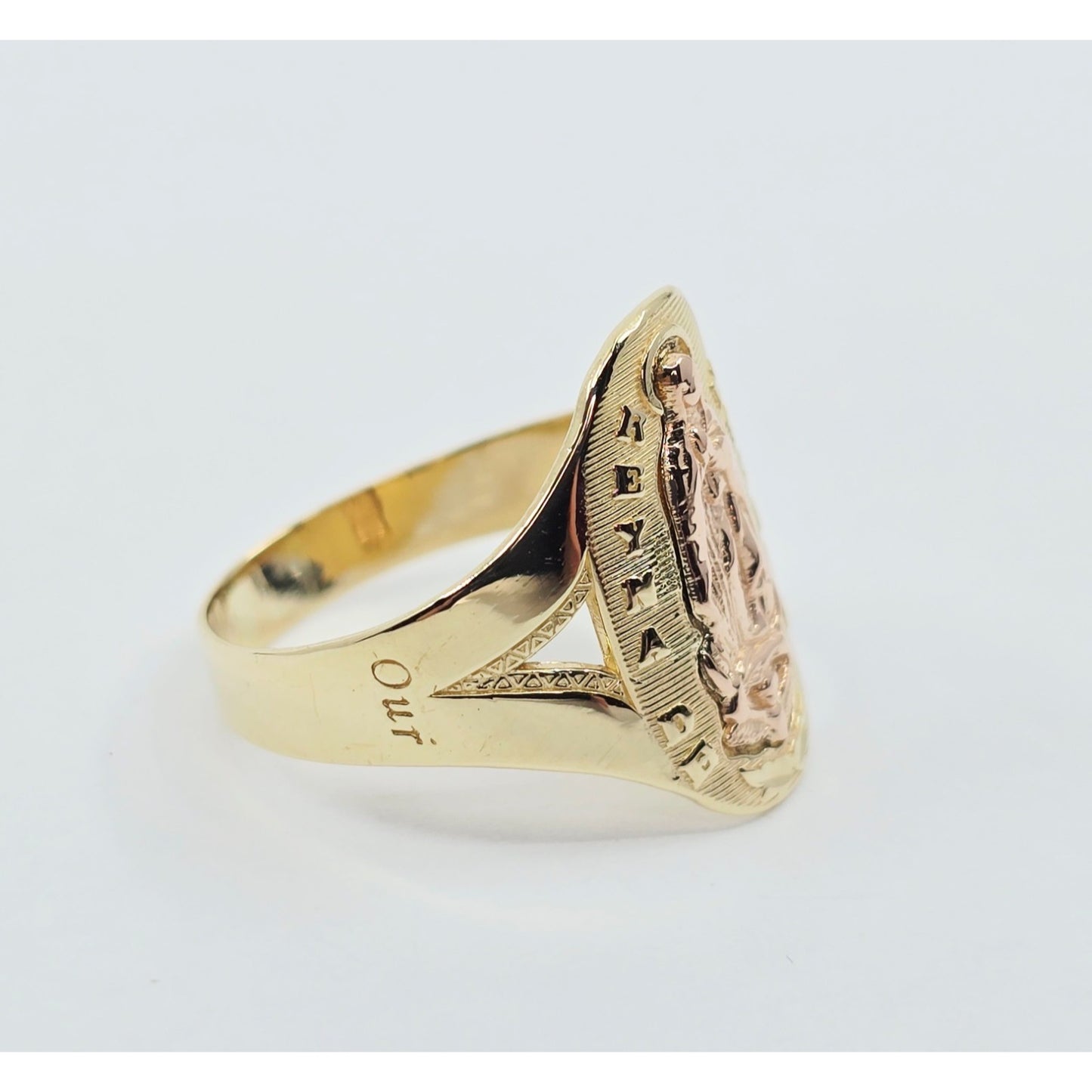 14K Two Tone Gold Saint Mary Guadalupe Ring