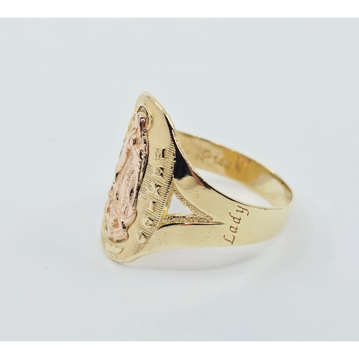 14K Two Tone Gold Saint Mary Guadalupe Ring