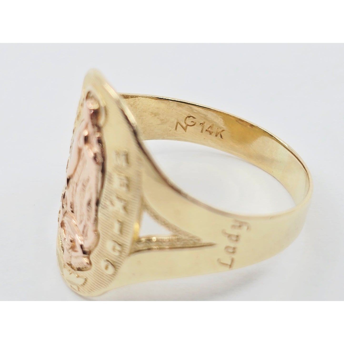 14K Two Tone Gold Saint Mary Guadalupe Ring