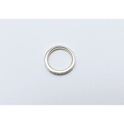 10K White Gold Princess Cut Invisible Setting Diamond Wedding Band Ring