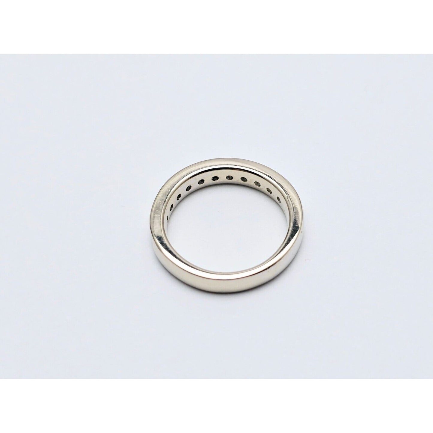 10K White Gold Princess Cut Invisible Setting Diamond Wedding Band Ring