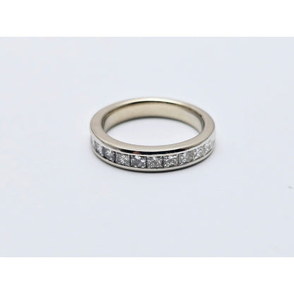 10K White Gold Princess Cut Invisible Setting Diamond Wedding Band Ring