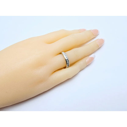 10K White Gold Princess Cut Invisible Setting Diamond Wedding Band Ring