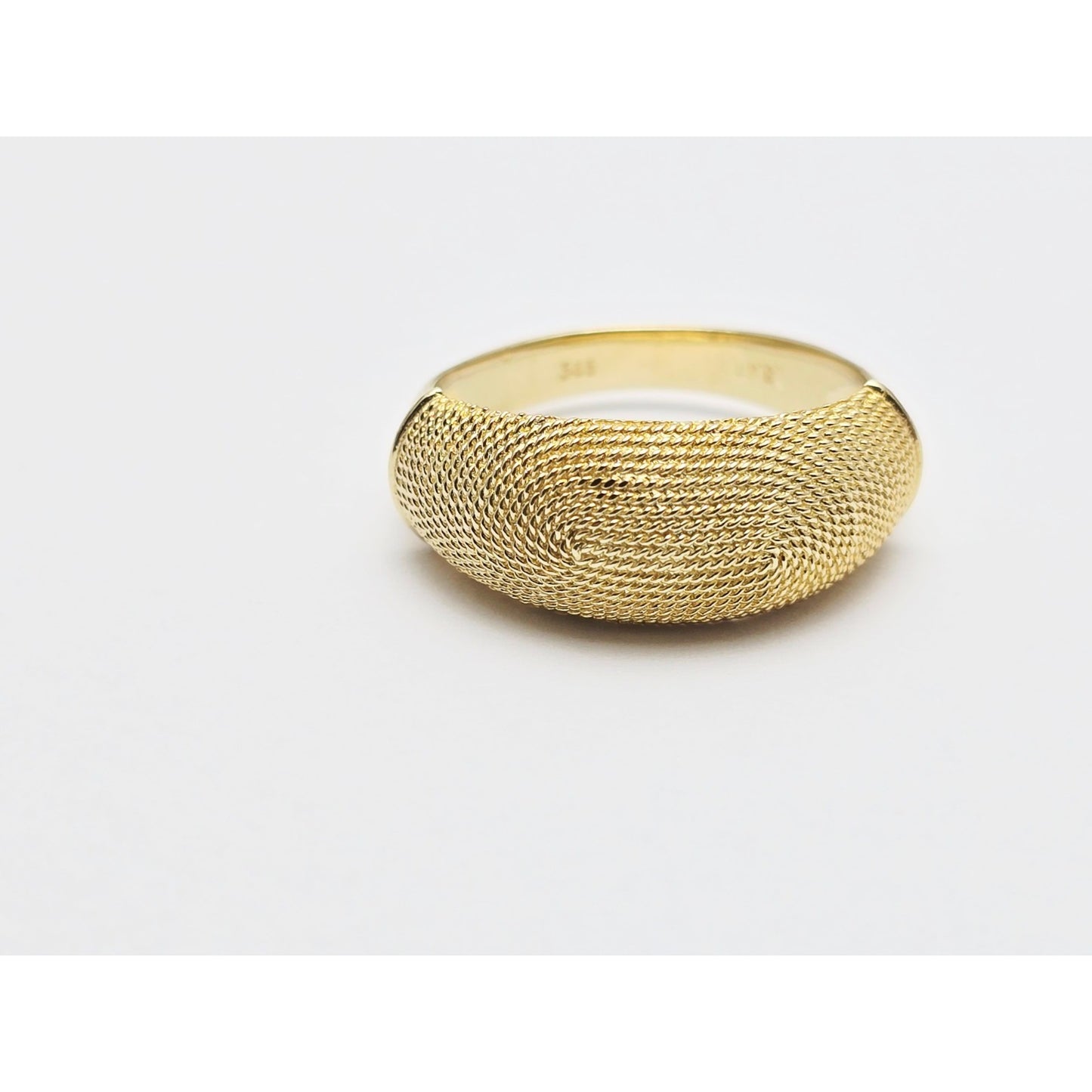14K Yellow Gold Granulated Domed Mesh Filigree Ring
